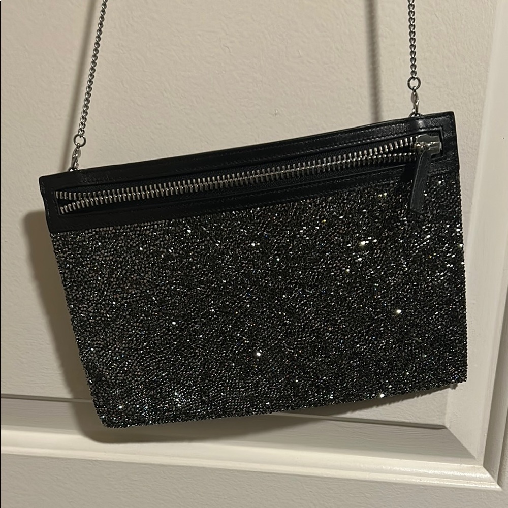 Swarovski Black Mini Bag with Sparkly Finish and Silver Chain